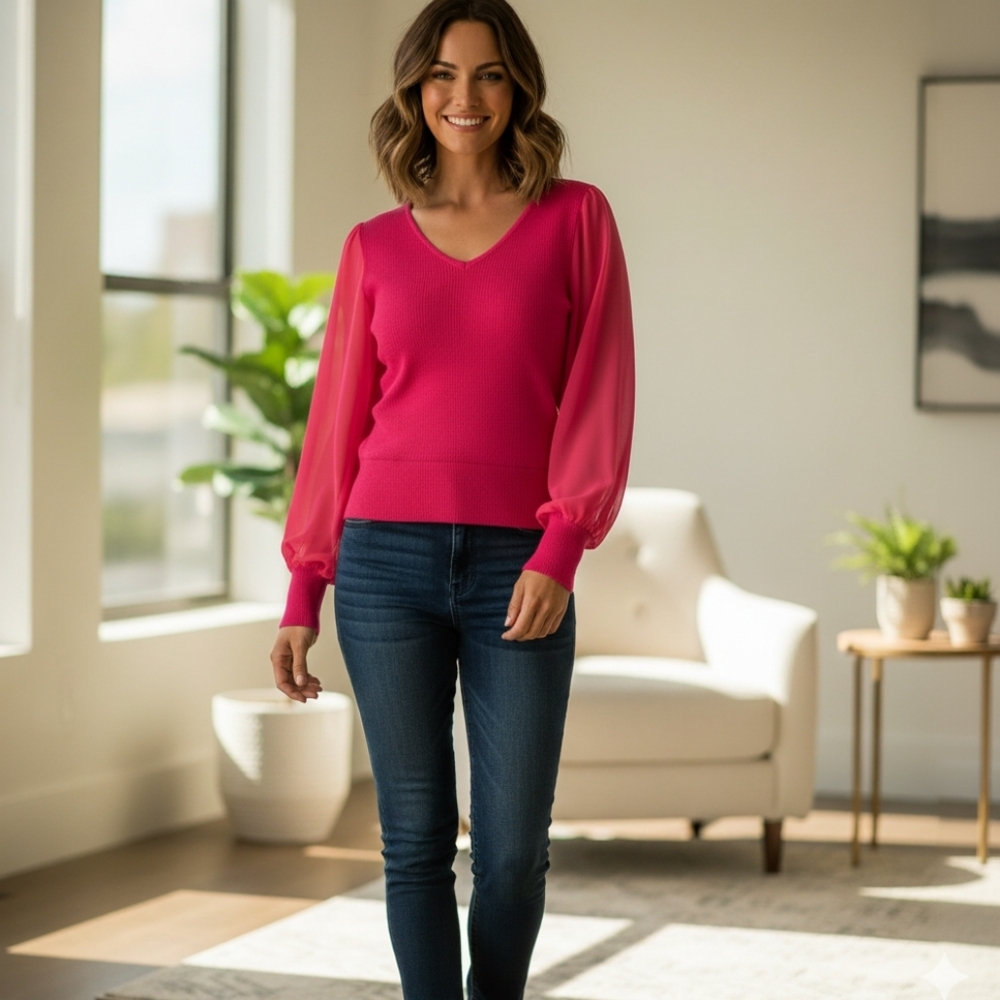 Venus Vibrant Red V-Neck Sweater